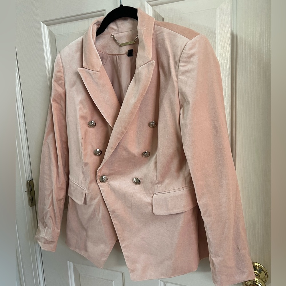 Pink velvet blazer